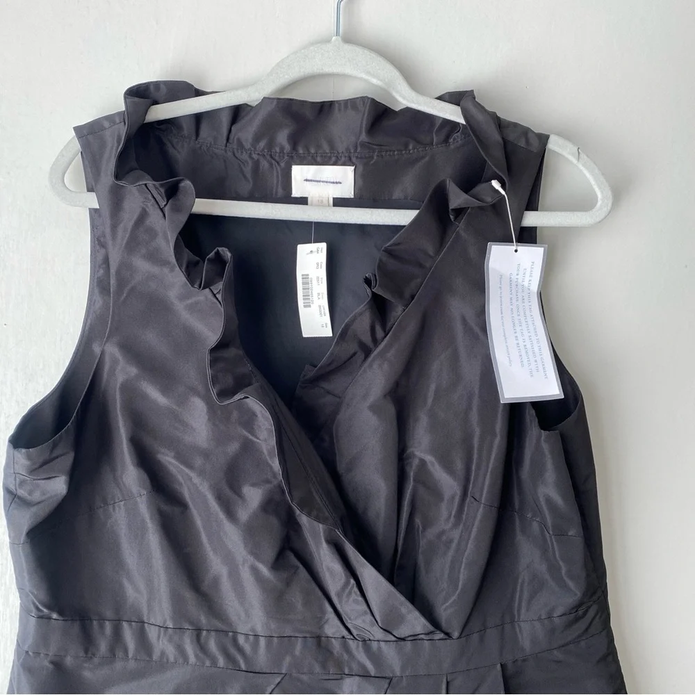 NWT J. Crew Silk Blakely Faux Wrap Ruffle Dress Black 18